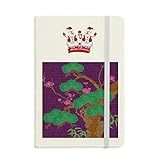 Cuaderno de muñeco de nieve de árbol verde de la cultura japonesa púrpura con tapa dura gruesa...