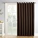 Sun Zero Easton Extra-Wide Blackout Sliding Patio Door Curtain Panel with Pull Wand, 100" x 84", Chocolate Brown