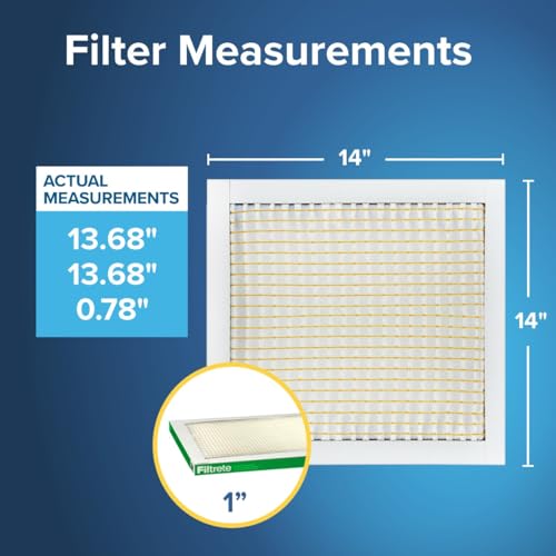 Image of Filtrete 14x14x1 AC Furnace Air Filter, MPR 700, MERV 8, Tough on Pollen, Easy on Airflow, 3-Month Pleated 1-Inch Electrostatic Air Cleaning Filter, 6-Pack (Actual Size 13.68 x 13.68 x 0.78 in)