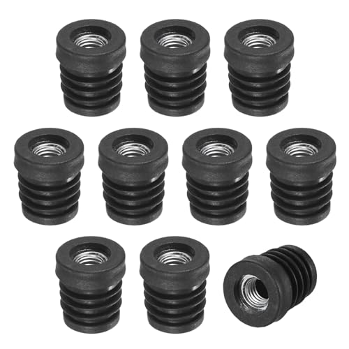 M METERXITY 10-Pack Inserts for Round Tubes with M8 Thread, 3/4" (19mm) OD Plastic Tube Insert for Chair/Table/Caster, Tubing End Cap Floor Protectors Metal Furniture Legs Glide Plug
