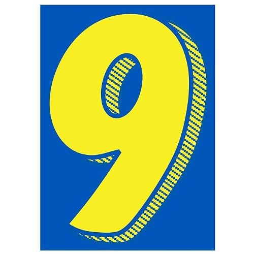 Number Window Sticker #9 for Auto Dealers – Large 7.5" Vinyl Car Window Decal for Vehicle Inventory, Pricing & Windshield Display – Weatherproof Blue Yellow Sticker – Easy Peel & Stick – Pack of 36