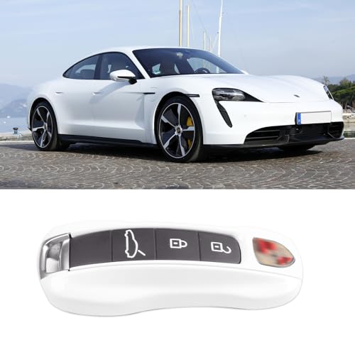 Jaronx Compatible with Porsche Key Fob Cover for Cayenne Panamera 2018-2024, Carrera Taycan Key Accessories 2020-2024 (Pearl White-New)