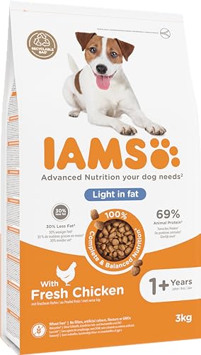 IAMS Light Hundefutter trocken mit Huhn - fettarmes Trockenfutter für Hunde ab 1 Jahr, 3 kg