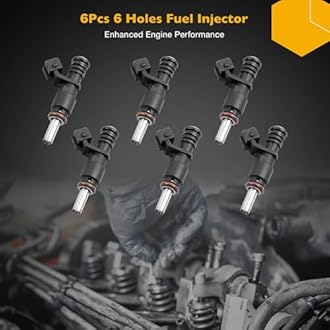 7531634 Fuel Injectors 6 Holes 6Pcs, Compatible with 2006-2012 BMW 328i 330i 530i 128i X3 X5 Z4 525i 528i 325xi 3.0L Engine, Replace# 13537531634