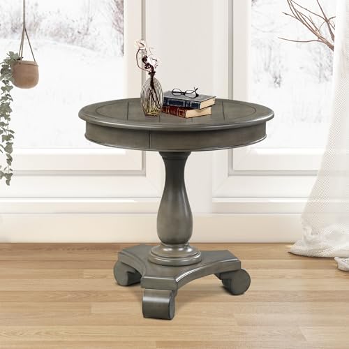 Morden Fort Round Pedestal Side End Table 26' Small Accent Wooden Coffee Nightstand Table for Living...
