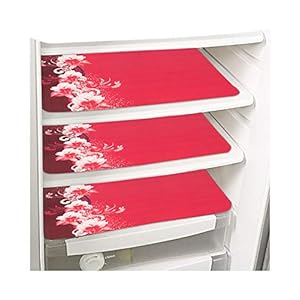 PrettyKrafts Waterproof Refrigerator Drawer Mats/Fridge Mats/Multipurpose Mats Set of 3 (Pink)