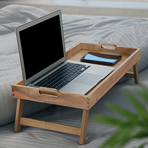Jreninet Extra Large Acacia Wood Folding Bed Table Tray For Eating, Breakfast In Bed, Laptop Desk, And Snack Serving – Perfect For Sofa And Bed Use #TOP3