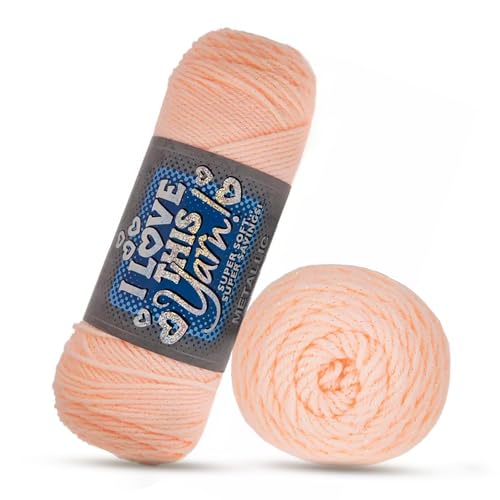 Image of Hobby Lobby Metallic I Love This Yarn, 758 Blush Sparkle | 4 Medium Weight, Acrylic & Metallic Polyester, 252 Yards Per Skein