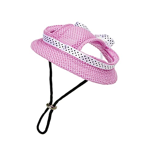 5個 ペットの 帽子 大型犬用の犬用帽子 キャップ 犬のイヤーマフ 犬の夏の帽子 衣装帽子 創造的な子犬の帽子 夏の屋外ペット用帽子 ネット ピンク ピンク×5個 17x17cmx5pcs