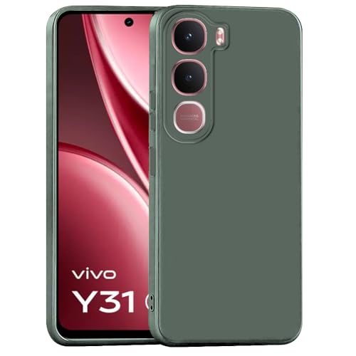 Image of Back Cover for Vivo Y31 5G | Full Camera Protection | Premium Liquid Silicon Case | Flexible Bumper Case for Vivo Y31 5G (Military Green)