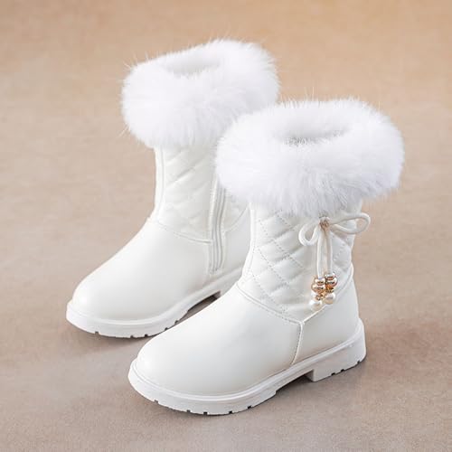 Girls Winter Snow Boots Furry Fuzzy Fluffy Warm Winter Booties Mid Calf Anti-Slip Outdoor Walking Boots Casual Shoes2