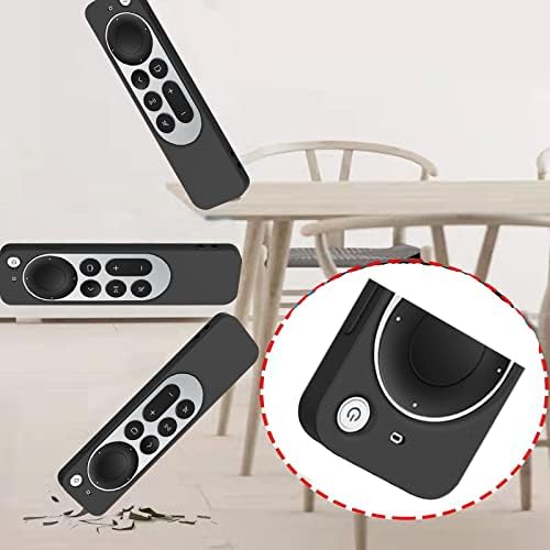 Remote Silicone Case for Apple TV 4K, Apple TV Siri Remote 2nd Gen Non-Slip Durable Remote Control Protective Cover (Black)
