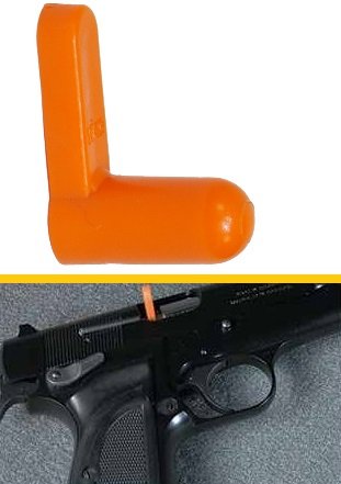 Ultimate Arms Gear 9mm Pistol Handgun Empty Chamber Non-Ejectable Long Safety Flag Load Indicator Device Polymer Orange Dummy Ammunition Ammo Shell Round with Lanyard String Loop Hole