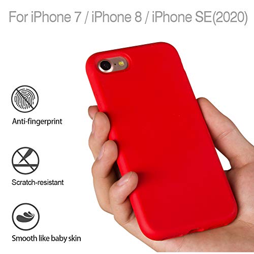 Image of Miracase Designed for iPhone SE 2022 /SE 2020 /7 /8 Case, Multi-Color Silicone Shockproof Phone Case (Red)