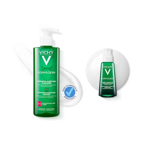 Vichy Normaderm, Kit con Detergente Purificante e Trattamento Anti-Imperfezioni, Per Pelli Grasse a Tendenza Acneica, Effetto Correttivo e Idratante, Con Acido Salicilico, 400 ml + 50 ml