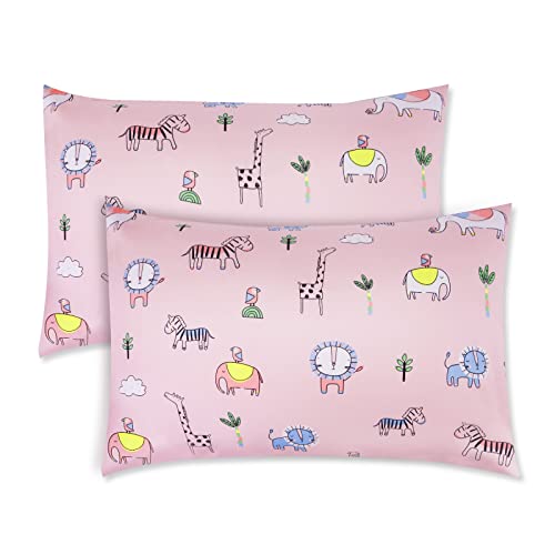 Vicloon Funda de Almohada para Bebé,2PCS Fundas de Almohada Tipo sobre, 40cm x 60cm Funda de Almohada de Viaje Suave y Transpirable para Niño y Niña(Rosa)