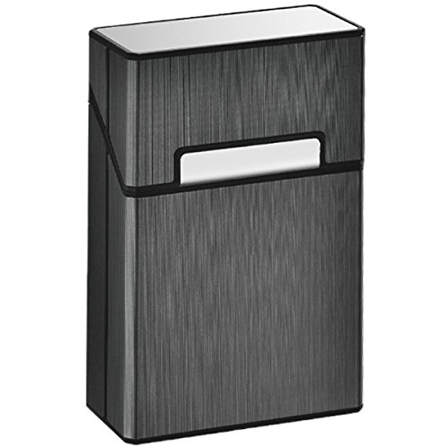 LORWING Aluminio Cigarette Case King Size for Whole Package Cigarettes 20pcs Anti-Collision Splash Proof and Scratch Resistant (Black)