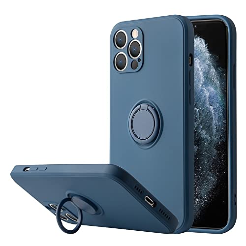 Support de bague magnétique en silicone liquide bleu, finition premium pour iPhone