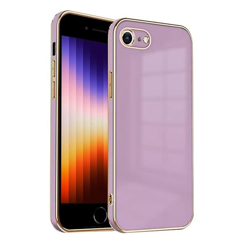 ＺＮＸ＼ＺＥＮＩＸ iPhoneSE 第3世代 ケース iPhoneSE 第2世代 ケース iPhone SE3 SE2 8 7 TPU おしゃれ バンパー型 ケース ストラップホール かわいい くすみカラー ゴールド 大人 ZX-milky2 (iPhone SE(2/3世代)/8/7, パープル)