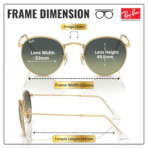 Image of Ray-Ban RB3447 ROUND METAL Round Shaped Sunglasses for Men with Official RAYBAN Eyewear Kit