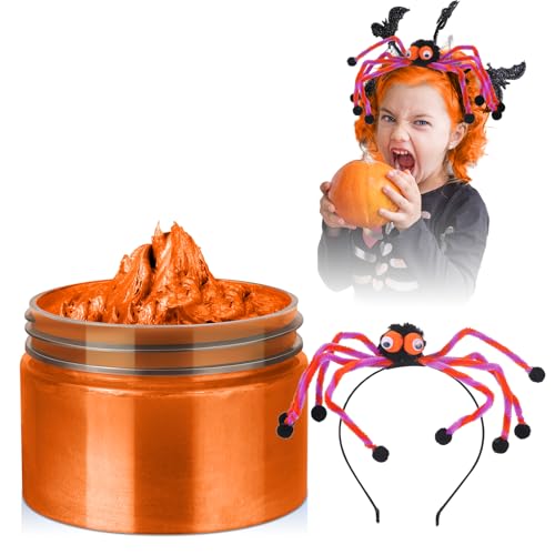 Temporary Hair Color Wax Kit, Stocking Stuffers for Teen Girls, Instant Hair Dye Color Wax Washable Natural Hair Color Cream for DIY Hairstyle on Crazy Hair Day, Halloween, Christmas (Orange)