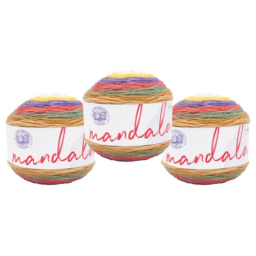 Image of Lion Brand Yarn, Mandala DK Lightweight Yarn for Knitting, Crochet, and Crafts, Moomba, 3 Pack, Self-Striping Acrylic Fiber for Baby Blankets, Multicolor Shawls and Variegated Cardigans