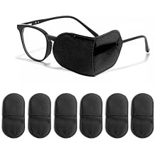 Eye Patches for Glasses,6 Pcs Medical Eye Patch for Adults and Kids Non-Woven Fabric Eye Patches to Cover Left or Right Eye Strengthen Vision and Improve Amblyopia,Lazy EyeBlack,Large Size