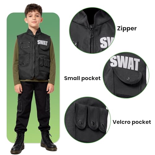 Disfraz Chaleco SWAT para Niños Talla 5-6 Negro miniatura 4