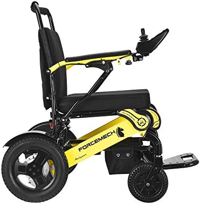 Forcemech Navigator - 2023 Model Wheelchairs for Adults - Foldable Electric All-Terrain (Yellow/Black, 38" x 25" x 37" Unfolded, 60 lbs.)