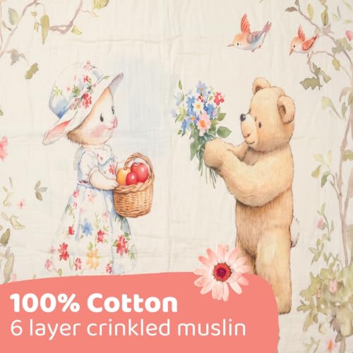 Image of haus & kinder Muslin Blanket for New Born Baby, Soft Breathable Baby Blankets Newborn, Baby Blanket for 0-2 Years, Baby Blanket for Crib Nursery & Stroller, New Born Baby Essentials | Berry Lush