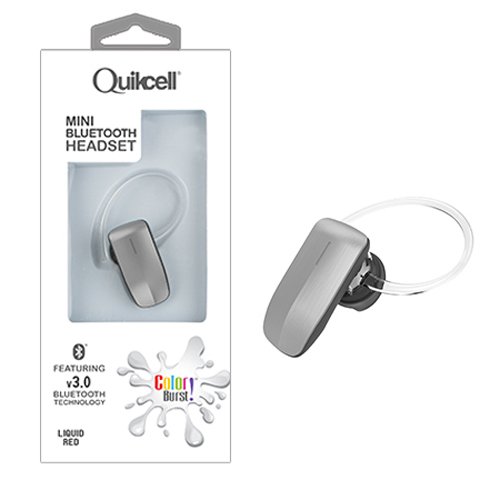Quikcell Color Burst Mini Handsfree Wireless Bluetooth Headset-Retail Packaging -Silver