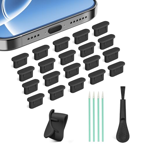 Silicone USB C Dust Plug 4-in-1 27 Pack Type C Anti Dust Plug Cleaning Tool Set USB C Plug Cover Charging Port Protector for iPhone 15/16/17 Kindle Samsung One Plus All USB C-Port Devices