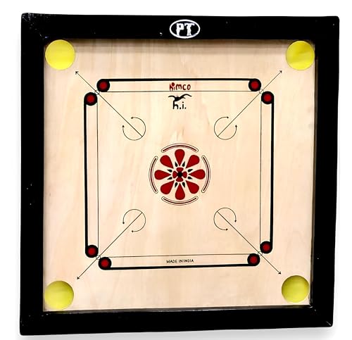 Himco 18-Inch Wooden Carrom Board Set with Coins and Striker | Compact Indoor Game for Kids and Adults | Smooth Surface | Family Board Game