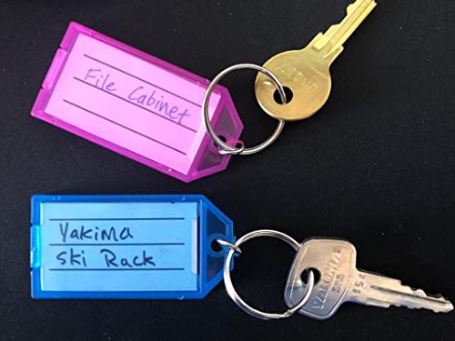 Cuttte 16 Pack Plastic Key Tags, Key Labels With Ring And Label Window, 8 Colors #TOP6