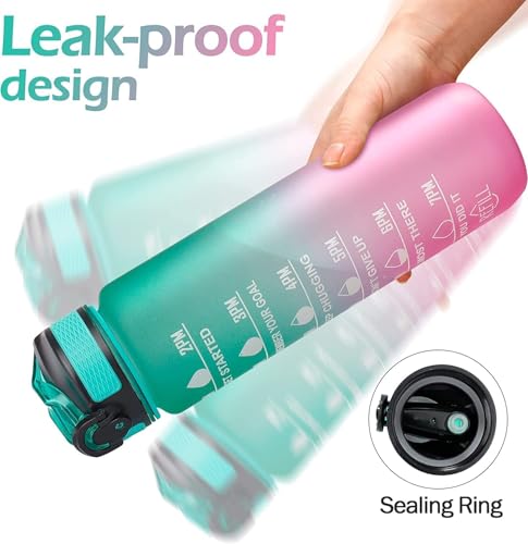 Image of Water Bottles Sipper Bottle For Adults, Kids,Unbreakable Motivational Water Bottle Time Mark Sipper With Straw & Time For Gym Office School Home Water Bottle for Kids
