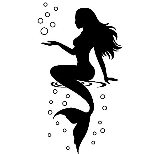 Dt-Qy377 Black Mermaid Wall Decal Peel And Stick Vinyl Wall Decals Mermaids Wall Sticker For Girls Room Baby Room Nursery Wall Mural Art Decor Bathroom And Door Stickers(23"H X 10" W) #TOP7