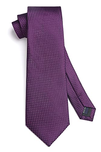 Image of HISDERN Mens Striped Tie and Pocket Square Set Necktie for Men | soft smooth texture, wrinkle-free, neat hand-tied knot, gifting ready, regular 3.4 width, coordinated look, business wedding