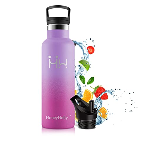 HoneyHolly Edelstahl Trinkflasche, 500ML, Kinder Trinkflasche Edelstahl, Thermobecher 500ml, Trinkflasche Edelstahl 500ml, BPA-Free Water Bottle Suitable for Büro, School, Sports, Fitness Cover