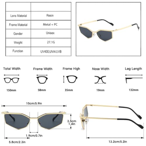Lunettes de soleil œil de chat contre les reflets et UV400 en métal - 2