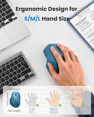 Image of TECKNET Wireless Mouse, 2.4GHz Computer Mouse, 3 Adjustable DPI Silent Mouse with USB A Receiver, 3 Buttons, 1600 DPI, 6 Months Battery Life, Ergonomic Wireless Mouse for Laptop, PC, Mac, Desktop-Blue