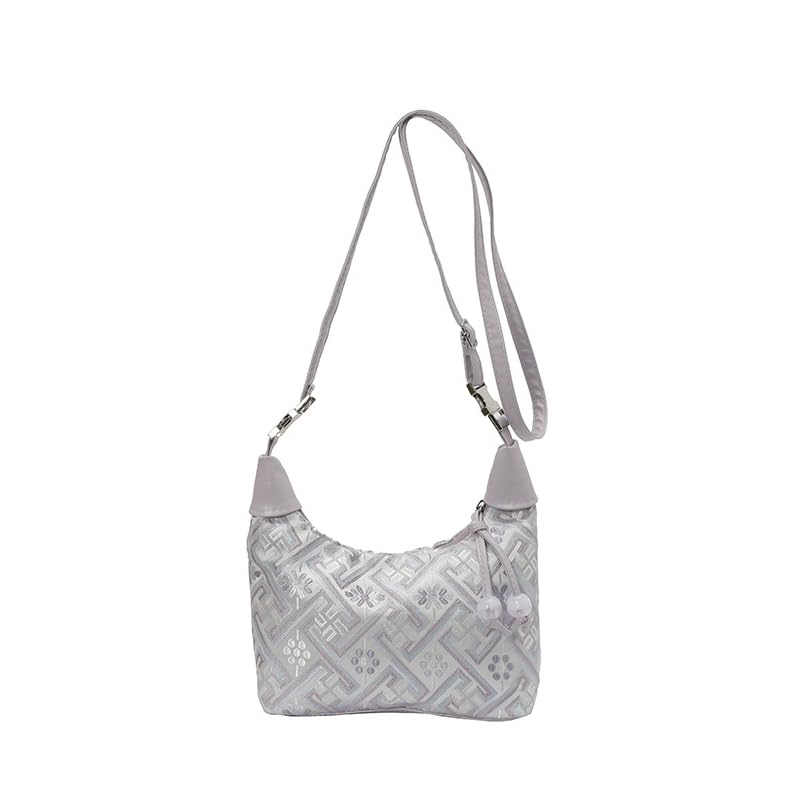 Bolsa feminina elegante estilo chinês – bolsa de mão de grande capacidade para o trabalho, casual e uso diário, Roxa