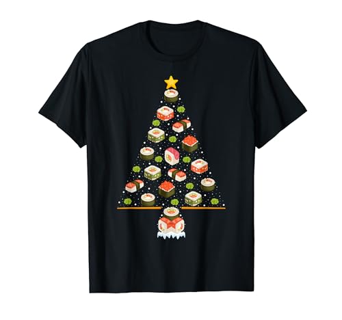 Sushi Christmas Tree Lights Japanese Food Sushi Lover Xmas Camiseta