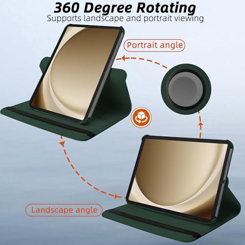 Image of TGK 360 Rotatable Flip Cover for Samsung Galaxy Tab A11+ Plus 11 Inch 2025 Case /Galaxy Tab A9 Plus 2023 (Dark Green)