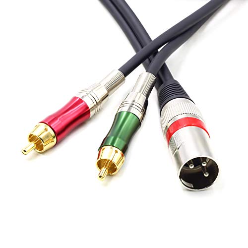 Siyear 10Ft Xlr Male To 2 X Phono Rca Plug Adapter Y Splitter Patch Cable, 1 Xlr Male 3 Pin To Dual Rca Male Plug Stereo Audio Cable Connector(3 M) #TOP1