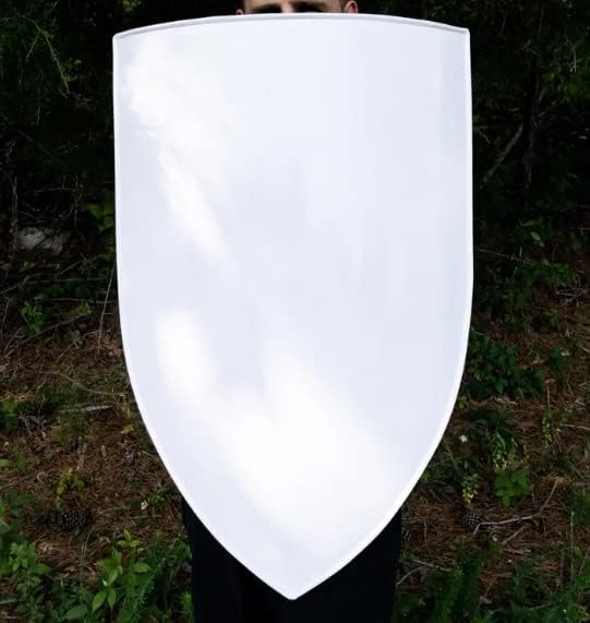 Medieval Fully Functional European Classic Medieval Blank White Shield Customizable Heater Shield Armor Templar Shield