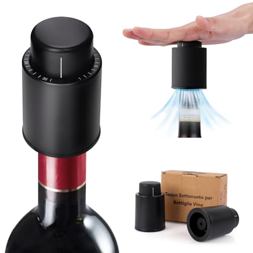AUROAY 2 Pcs Bouchons de Bouteille Vin sous Vide pour Champagne/Vin, Pompe à Vide à Vin avec Échelle de Temps, Bouchon Vin Vide Air Réutilisable, Meilleur Cadeau pour Les Amateurs de Vin