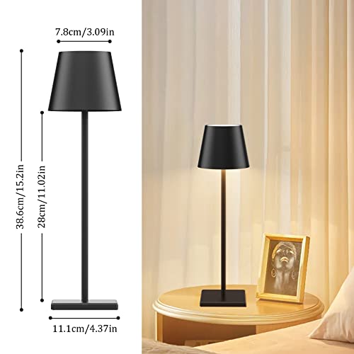 Howskys 2 Pack Black Cordless Table Lamp,5500Mah Battery Powered Table Lamp,3W Touch Rechargeable Battery Table Lamp 3000K Warm White,Ip54 Indoor/Outdoor Table Lamp #TOP3