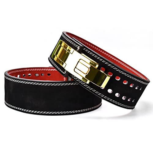 Ceinture D'haltérophilie 3 Pouces 10mm Levier À Boucle Rapide Équipement De Protection Professionnel Adapté À L'haltérophilie Musculation Fitness Squat Deadlift (Color : Gold, S : 73-99cm) Cover