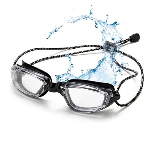 Aegend Swimming Goggles with Adjustable Bungee Strap - No Leak Anti-Fog Swim Goggles for Adults Men...