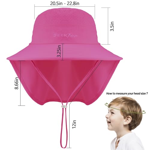 Kids Sun Hat Outdoor UPF 50+ Kids Hat for Boys Girls Bucket Hat with Wide Brim Neck Flap for Fishing Beach Safari3